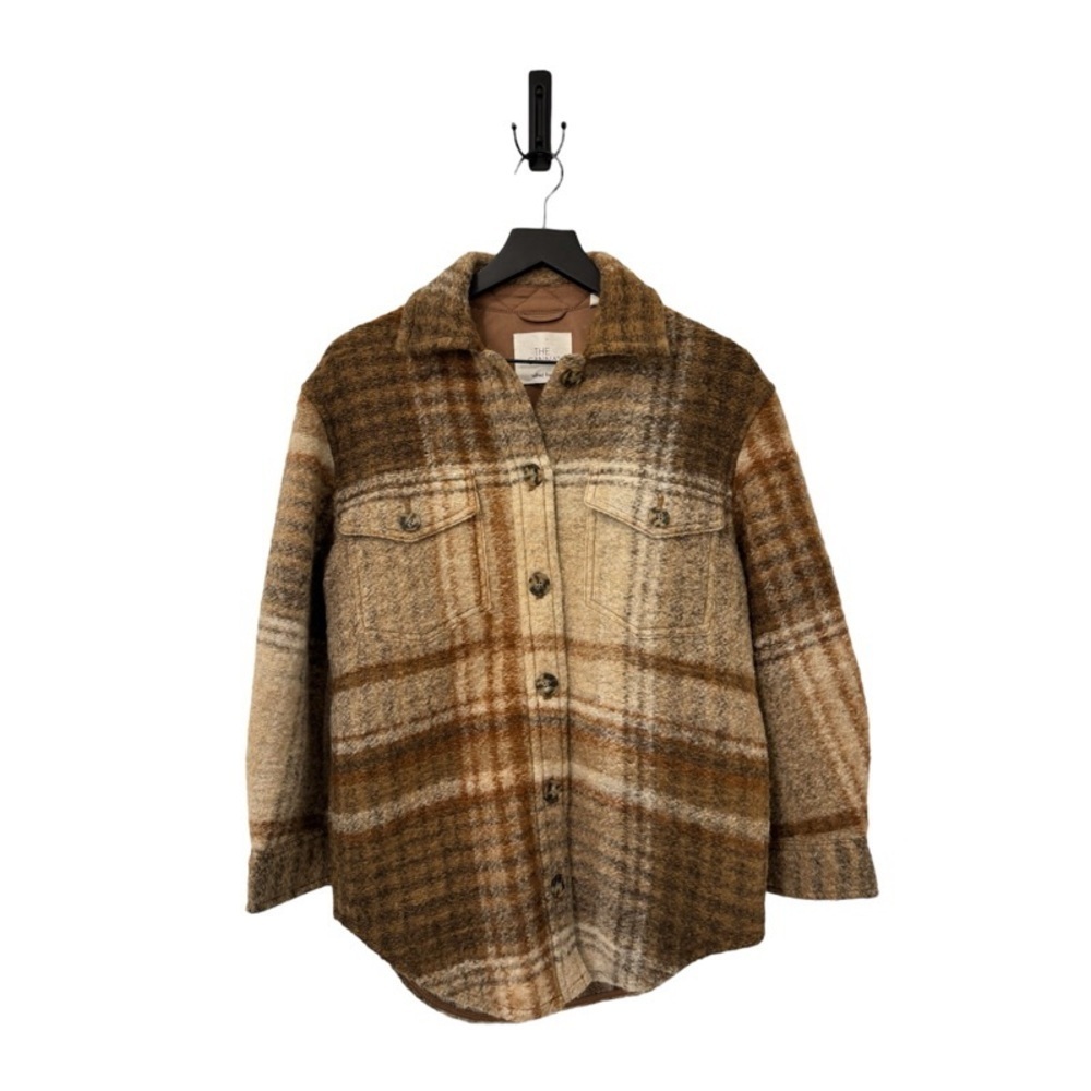 ARITZIA WILFRED The Ganna Shirt Jacket in Tan Plaid